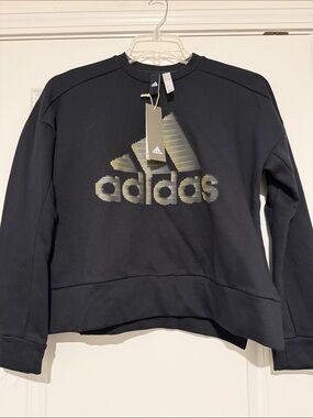 adidas Black Crewneck Sweatshirt with Metallic Logo
